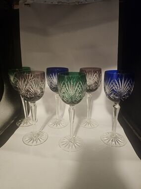 Vintage Bohemian Wine Glasses Cut Crystal Wine Glasses -